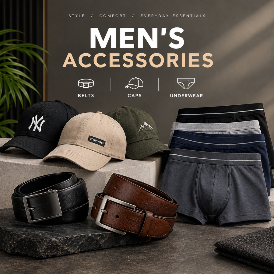 Men's accessories collection featuring belts, caps and underwear – TEEVO