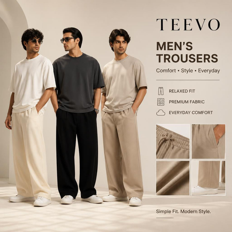 Men’s trousers collection – stylish and comfortable trousers for men in Pakistan | TEEVO