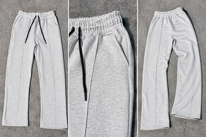 Men's Grey Casual Trousers with Drawstring & Side Pockets