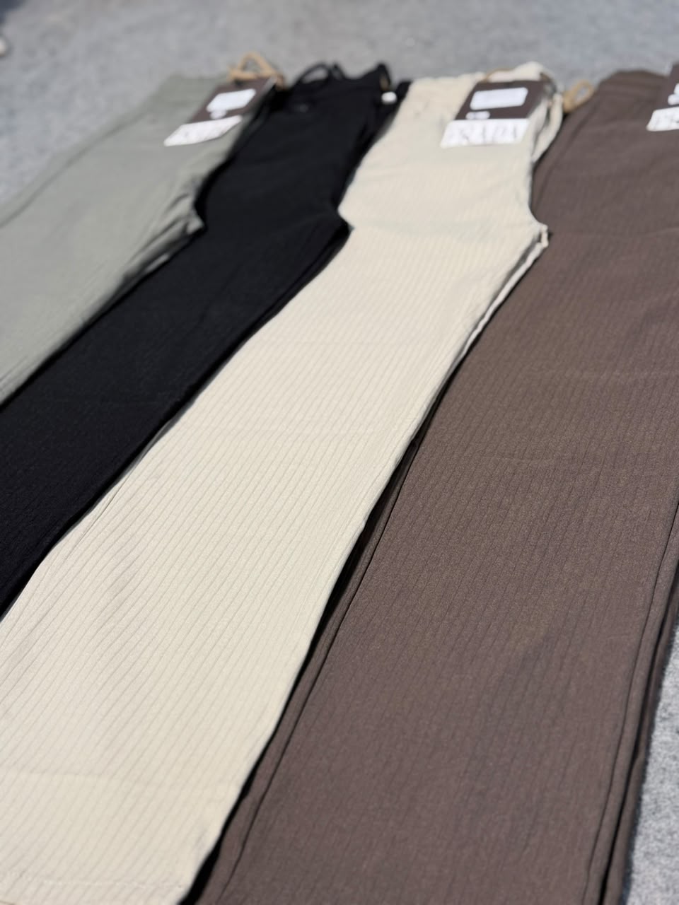 Men’s Ribbed Straight-Leg Casual Trousers with Drawstring Waist