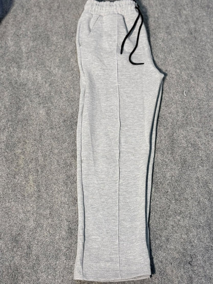 Men's Grey Casual Trousers with Drawstring & Side Pockets