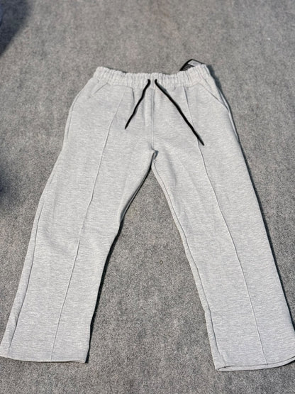 Men's Grey Casual Trousers with Drawstring & Side Pockets