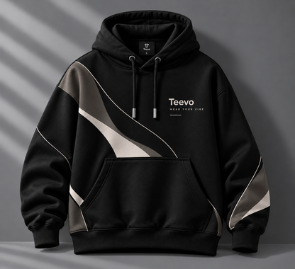 Black Printed Hoodie for Men | Teevо Streetwear
